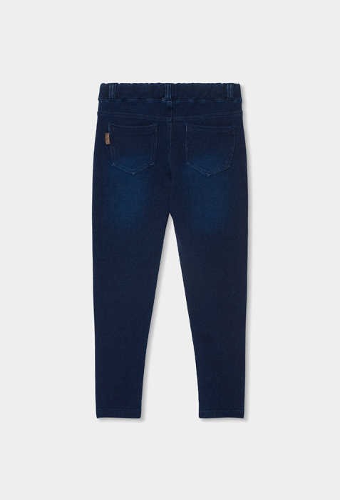 Pantaloni tip colant, fete 2-14 ani, denim, strech, navy, brand Boboli [2]