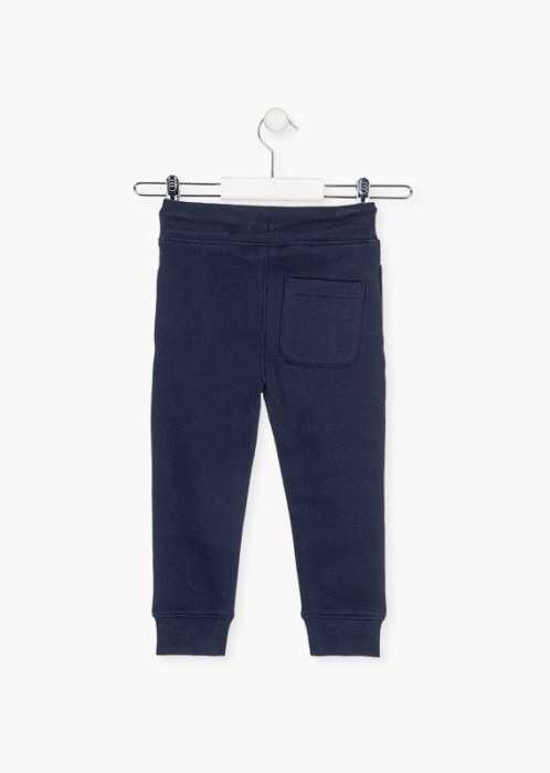 Pantaloni trening baiat, bumbac piquet, navy [2]