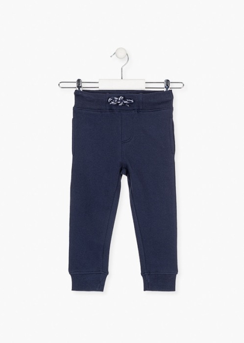 Pantaloni trening baiat, bumbac piquet, navy [1]