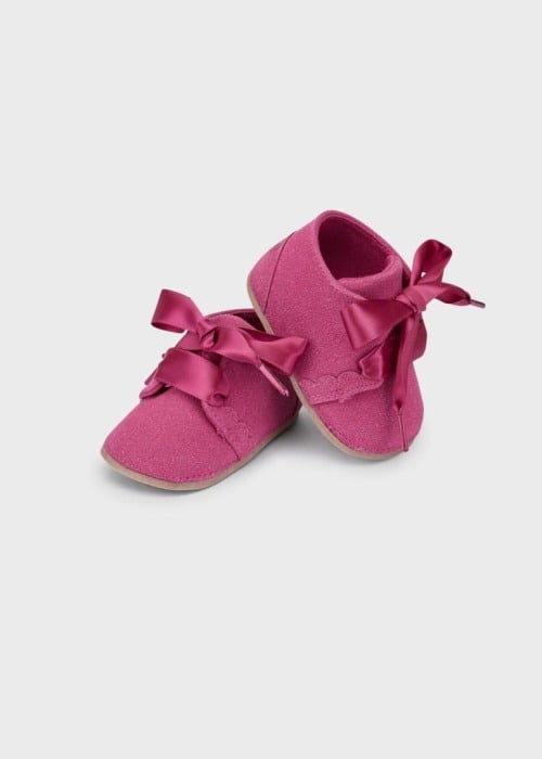 Pantofior bebe fetita cu fundita, piele, roz, Mayoral [1]