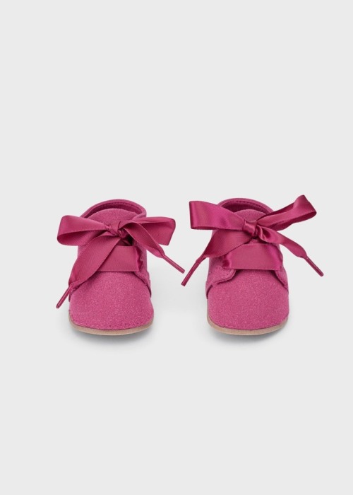 Pantofior bebe fetita cu fundita, piele, roz, Mayoral [3]