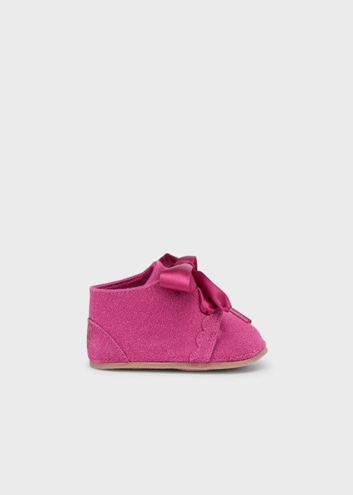 Pantofior bebe fetita cu fundita, piele, roz, Mayoral [5]