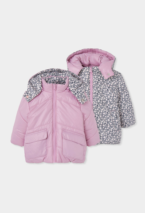 Parka reversibila fetite 1-10 ani, rezistenta la vant, roz, brand Boboli [2]