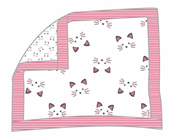 Paturica bumbac 2 fete, imprimeu pisicute, Babybol [1]