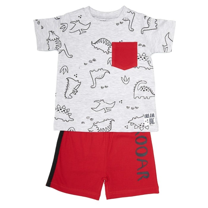 Pijama baieti , maneca scurta, imprimeu dinozauri, Babybol [1]