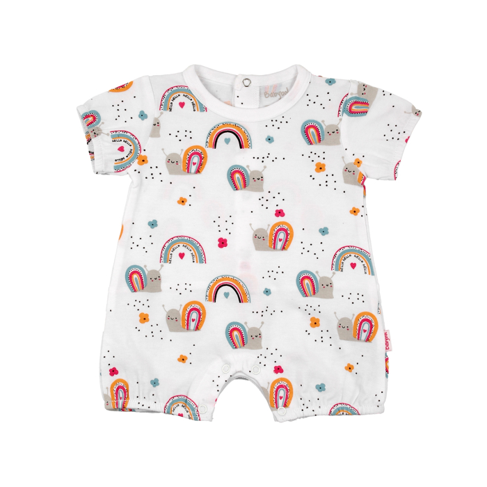 Pijama bebe fetita maneca scurta, imprimeu curcubeu multicolor, brand Babybol [1]