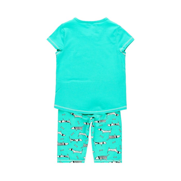 Pijama fete 4-14 ani, maneca scurta, imprimeu catei,verde, Boboli [2]