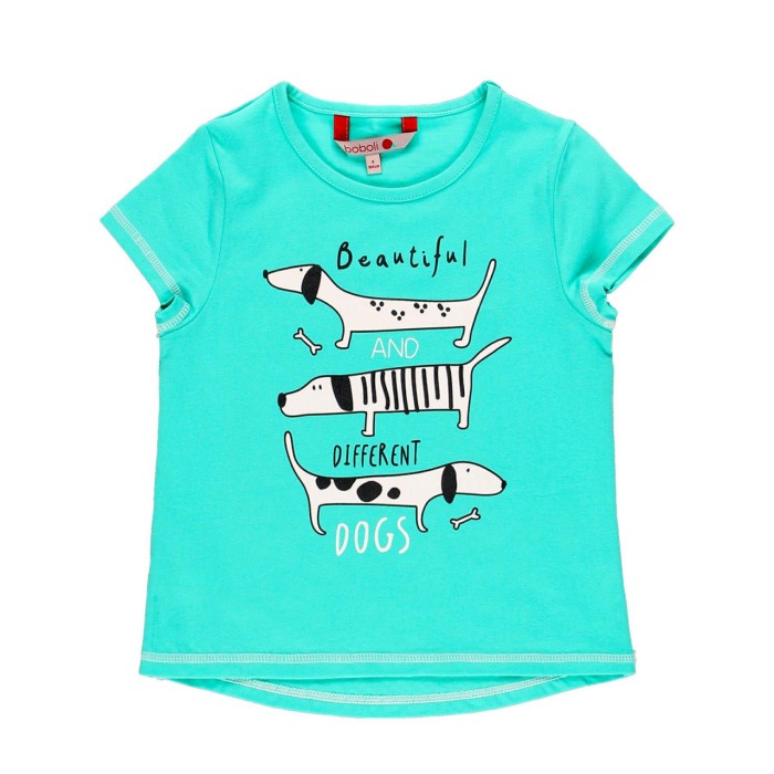 Pijama fete 4-14 ani, maneca scurta, imprimeu catei,verde, Boboli [5]