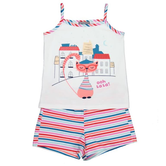 Pijama fete cu bretele , imprimeu pisicuta, Boboli [1]