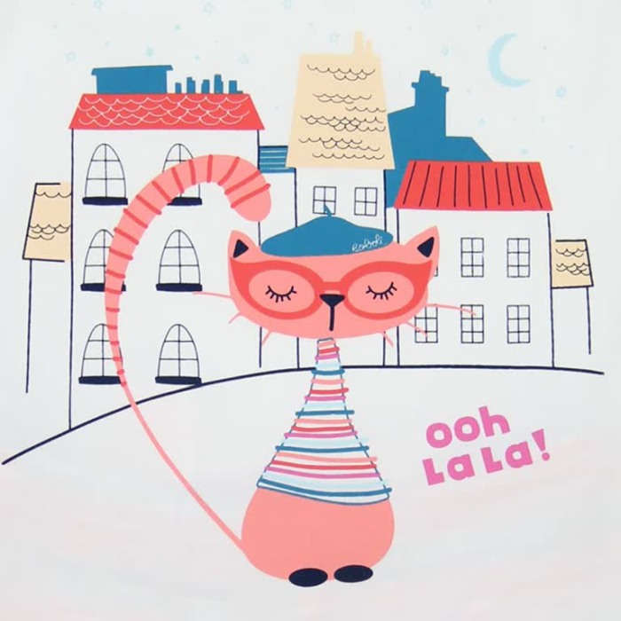 Pijama fete cu bretele , imprimeu pisicuta, Boboli [4]