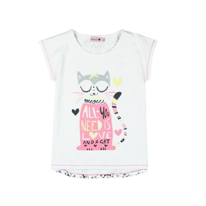Pijama maneca scurta fete, Boboli, imprimeu pisica [1]