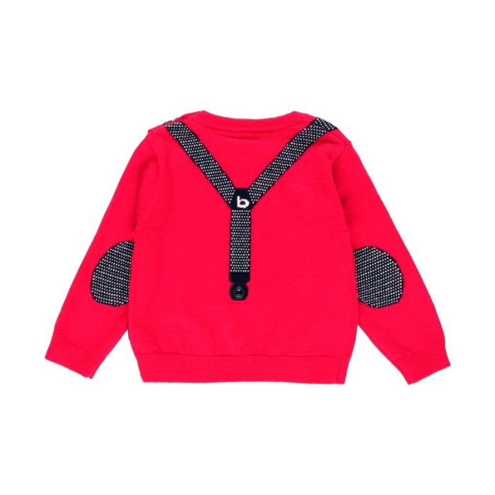 Pulover baiat rosu, imprimeu tesatura papion cu bretele, Boboli [2]