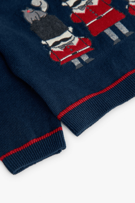Pulover baiat tricot, broderie london garda, navy, brand Boboli [4]