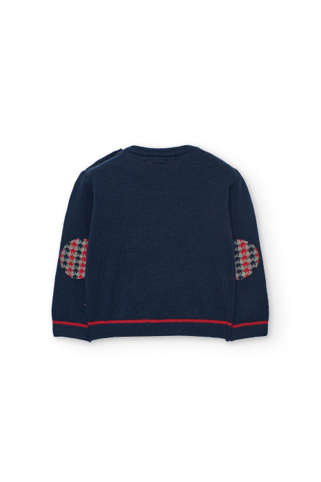 Pulover baiat tricot, broderie london garda, navy, brand Boboli [2]