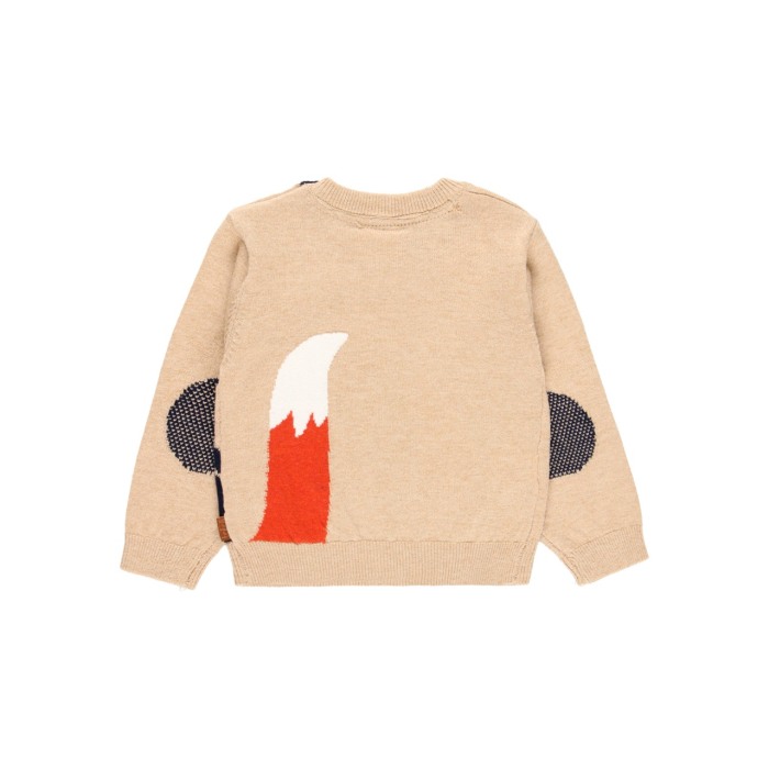 Pulover baiat, tricot fin, model fox, bej, brand Boboli [2]