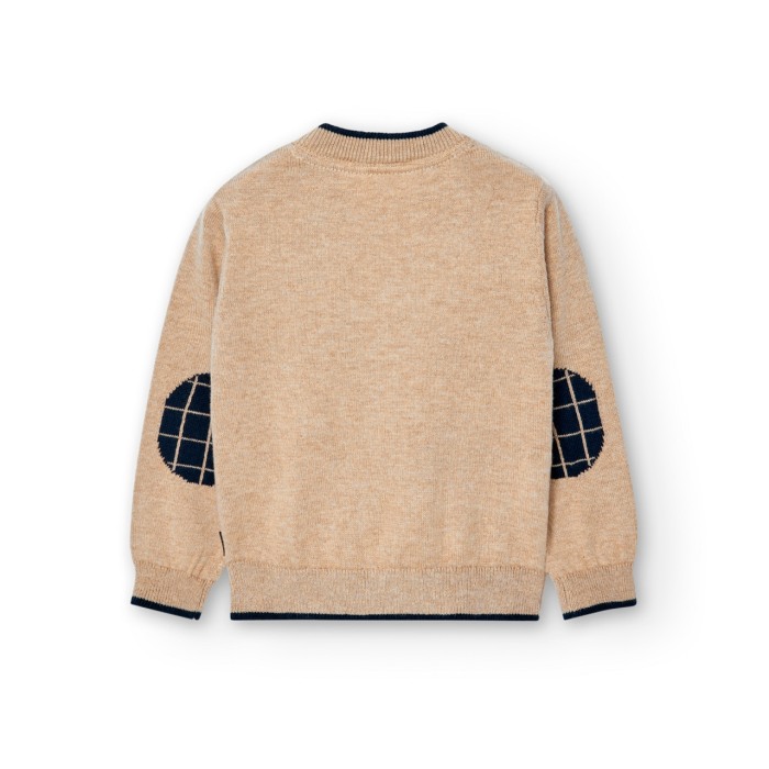 Pulover baiat tricot fin , model tesatura, bej, Boboli [2]