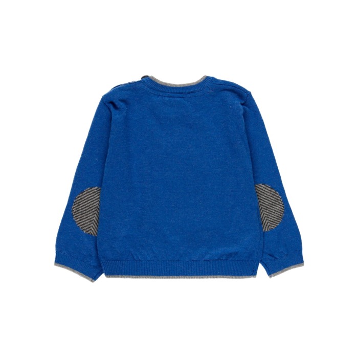 Pulover baiat, tricot fin , model tesatura pinguin, albastru, brand Boboli [2]