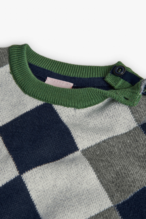 Pulover baieti 4-16 ani, carouri gri/verde/navy, brand Boboli [3]