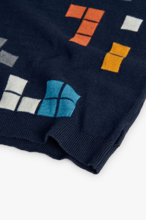 Pulover baieti 4-16 ani, tricot fin, carouri multicolore, navy, brand Boboli [4]