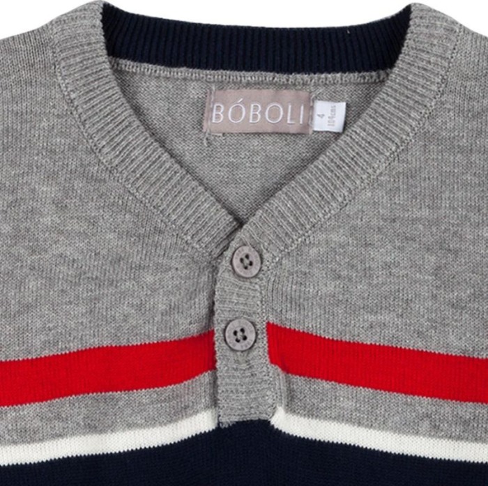 Pulover baieti en-coeur , gri, Boboli [2]