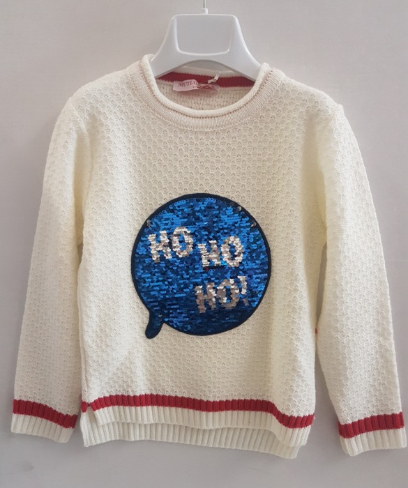 Pulover bej fete 5-8 ani , HO-HO, paiete reversibile [1]