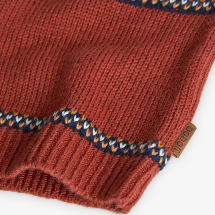 Pulover tricot baieti 1-8 ani, guler anchior, maro cu model, Boboli [4]