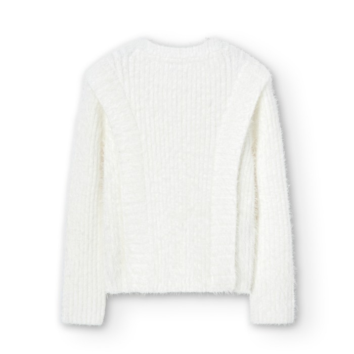Pulover tricot fete, alb, aspect pufos, Boboli [2]