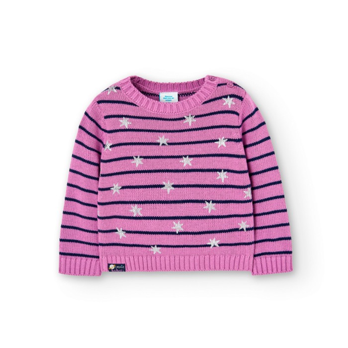 Pulover tricot fete, imprimeu stelute argintii, mov, Boboli [2]