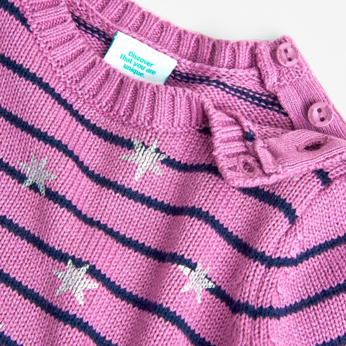 Pulover tricot fete, imprimeu stelute argintii, mov, Boboli [4]