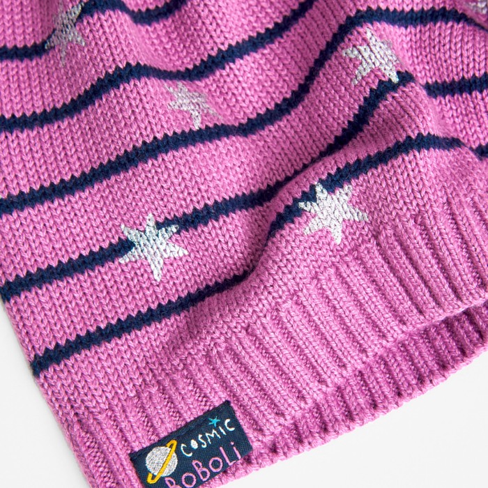 Pulover tricot fete, imprimeu stelute argintii, mov, Boboli [5]