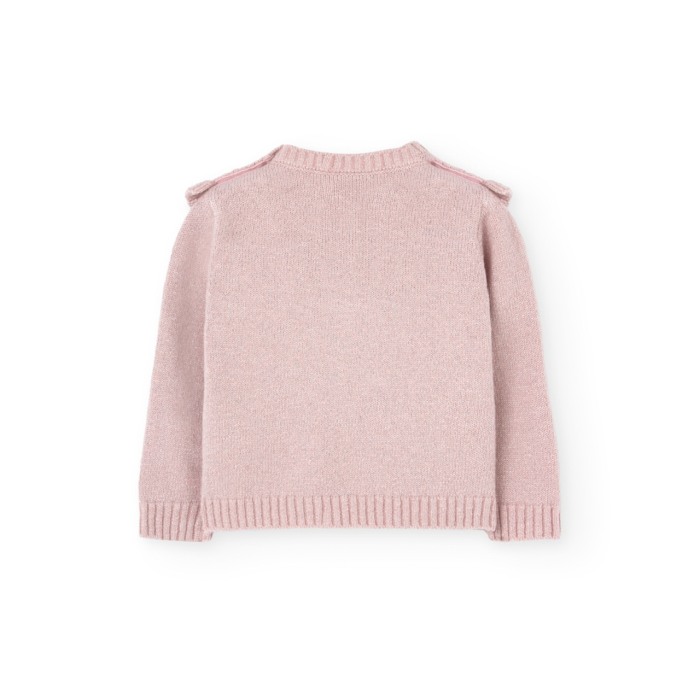 Pulover tricot fetite cu volanase, insertii argintii, roz, Boboli [2]