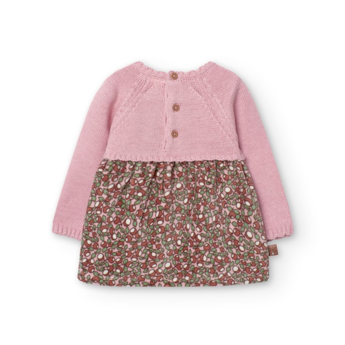 Rochie bebe Boboli, tricot cu fusta catifea, imprimeu ghinde [2]