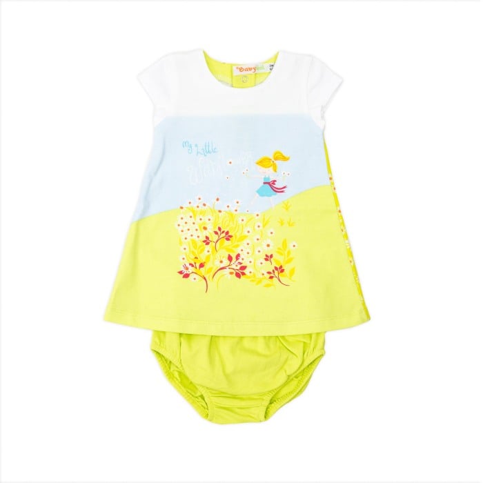 Rochie bebe fetita cu chilotel, bumbac, verde pistachio, Babybol [1]