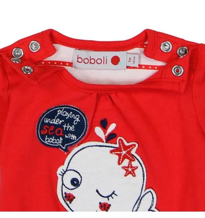 Rochie bebe fetita cu maneca scurta, rosie, Boboli [4]