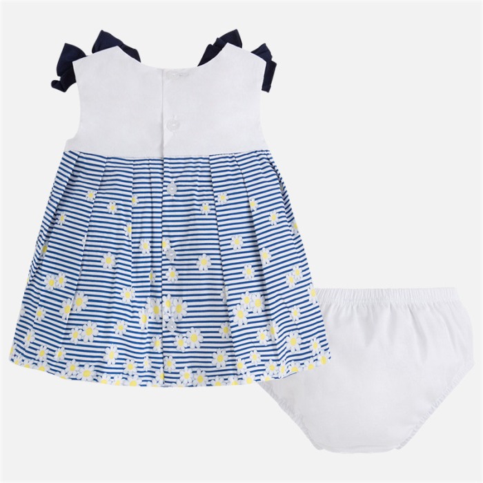 Rochie bebe fetita poplin , floricele si dungi navy, Mayoral [3]