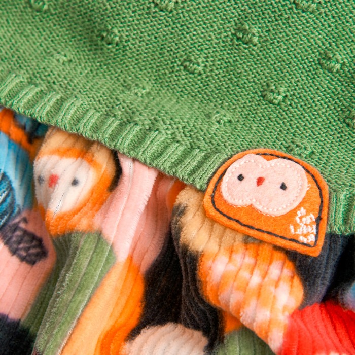 Rochie bebe tricot cu fusta velur, verde, Boboli [3]