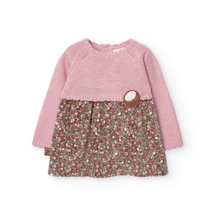 Rochie bebe tricot, fusta catifea, imprimeu ghinde, brand Boboli [1]