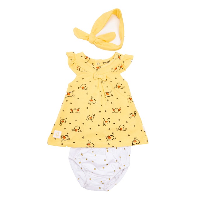 Rochie bumbac cu chilotel si bandana bebe fetita, Babybol [1]