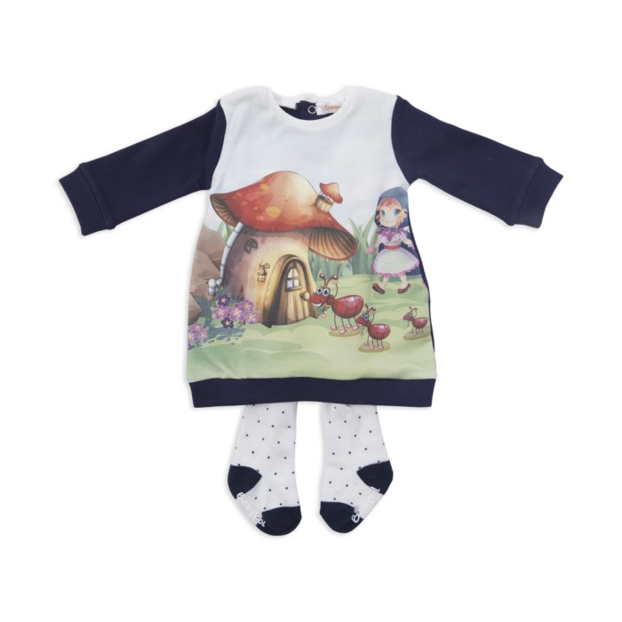Rochie bumbac cu dres, Babybol Barcelona, imprimeu ciupercuta [1]