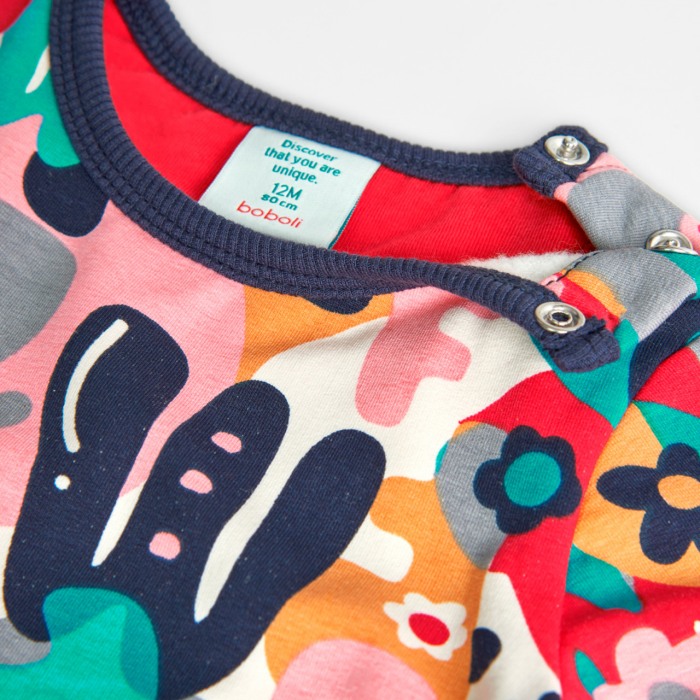 Rochie bumbac fete, imprimeu floral multicolor, vatuita, Boboli [3]