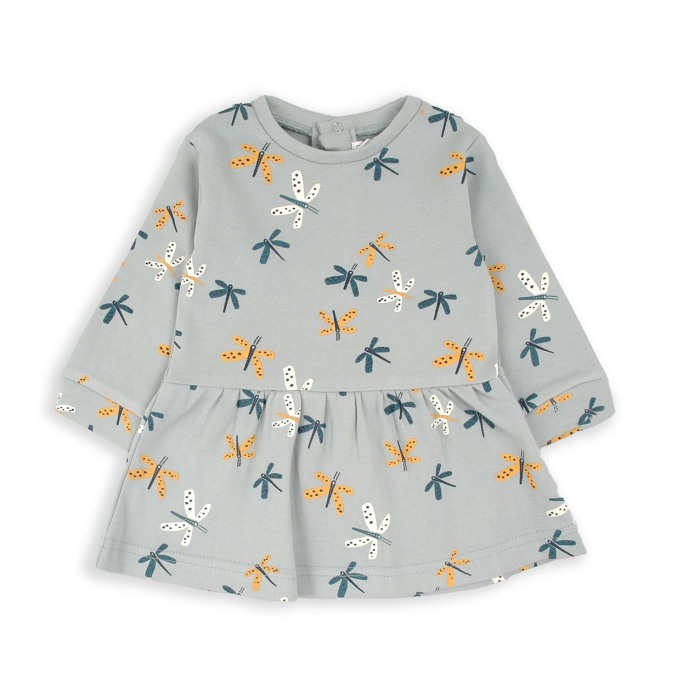 Rochie bumbac fetite, maneca lunga, imprimeu fluturi, brand Babybol [1]