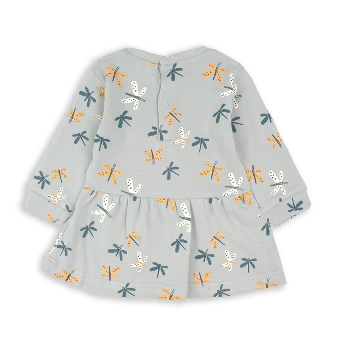 Rochie bumbac fetite, maneca lunga, imprimeu fluturi, brand Babybol [3]