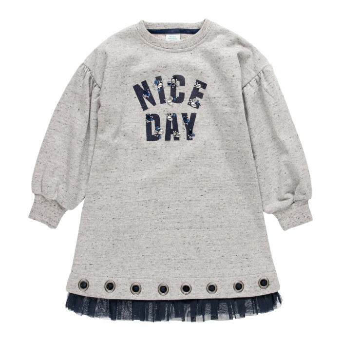 Rochie casual fete cu maneci bufante, bumbac, gri, Boboli [1]