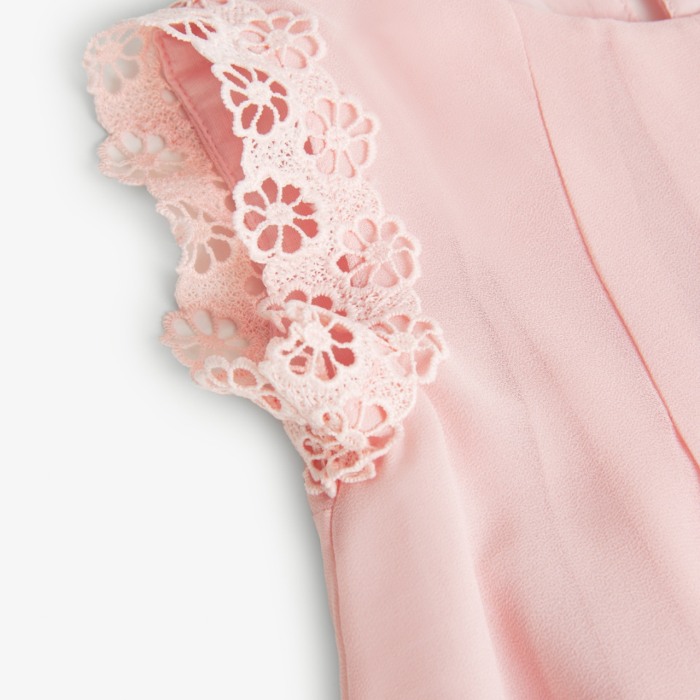 Rochie chifon roz fete, broderie, Boboli [3]