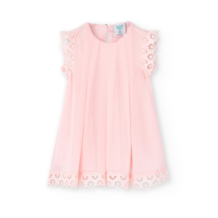 Rochie chifon roz fete, broderie, Boboli [1]