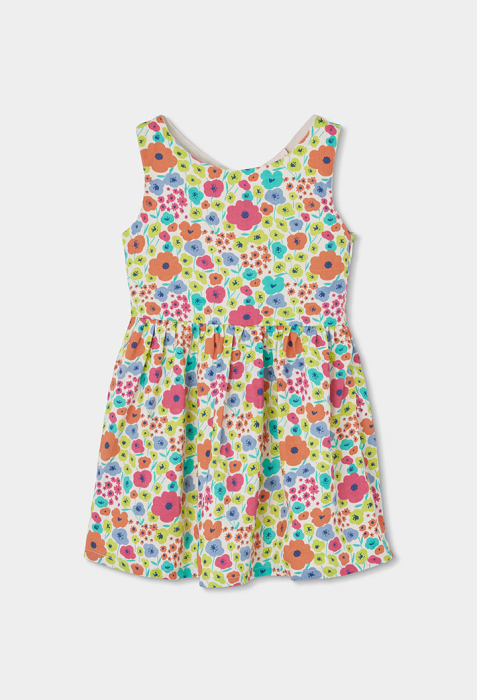 Rochie cu bretele fete 2-10 ani, bumbac satin, imprimeu floral, multicolor, brand BOBOLI [3]
