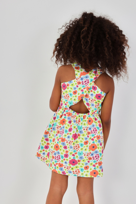 Rochie cu bretele fete 2-10 ani, bumbac satin, imprimeu floral, multicolor, brand BOBOLI [2]