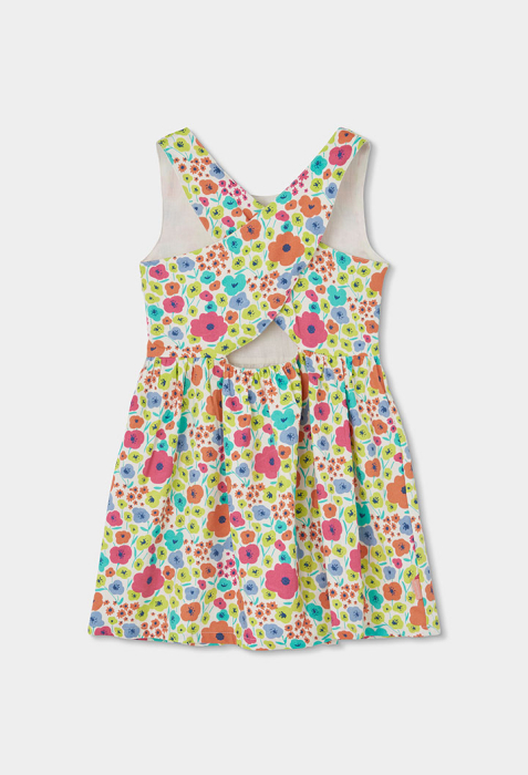 Rochie cu bretele fete 2-10 ani, bumbac satin, imprimeu floral, multicolor, brand BOBOLI [4]