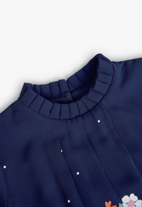 Rochie elegant fetite 1-8 ani, chifon, imprimeu floral, navy, brand Boboli [3]