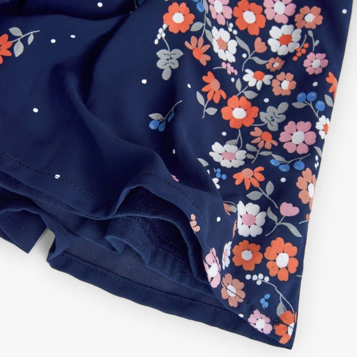 Rochie elegant fetite 1-8 ani, chifon, imprimeu floral, navy, brand Boboli [4]